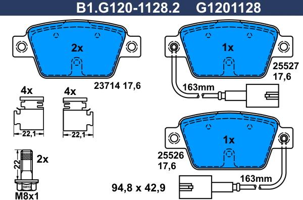 Galfer B1.G120-1128.2 - Гальмівні колодки, дискові гальма autozip.com.ua