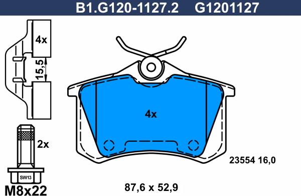 Galfer B1.G120-1127.2 - Гальмівні колодки, дискові гальма autozip.com.ua