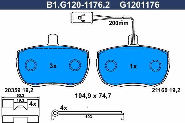 Galfer B1.G120-1176.2 - Гальмівні колодки, дискові гальма autozip.com.ua