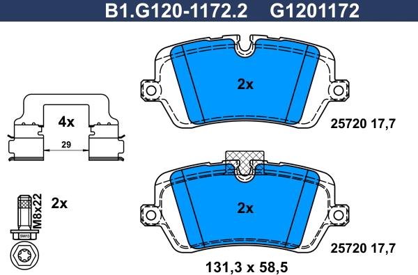 Galfer B1.G120-1172.2 - Гальмівні колодки, дискові гальма autozip.com.ua