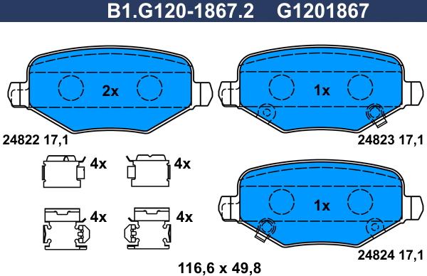 Galfer B1.G120-1867.2 - Гальмівні колодки, дискові гальма autozip.com.ua