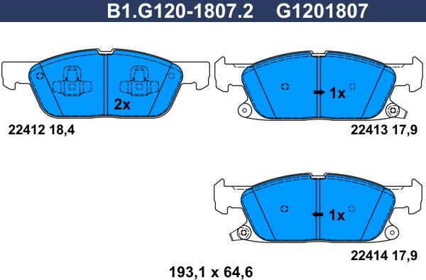 Galfer B1.G120-1807.2 - Гальмівні колодки, дискові гальма autozip.com.ua