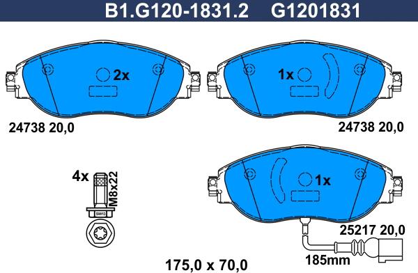 Galfer B1G12018312 - Гальмівні колодки, дискові гальма autozip.com.ua