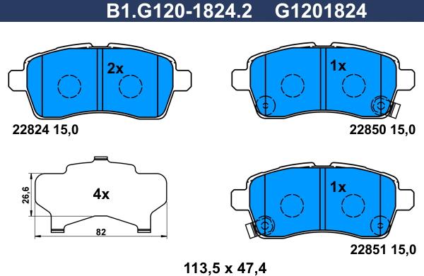 Galfer B1.G120-1824.2 - Гальмівні колодки, дискові гальма autozip.com.ua