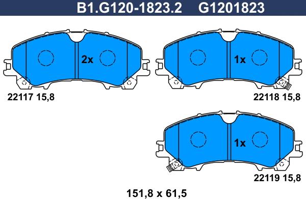 Galfer B1.G120-1823.2 - Гальмівні колодки, дискові гальма autozip.com.ua