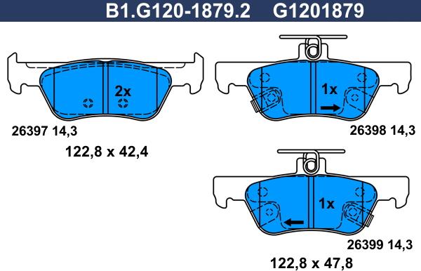 Galfer B1.G120-1879.2 - Гальмівні колодки, дискові гальма autozip.com.ua