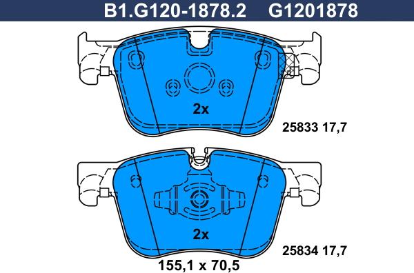 Galfer B1.G120-1878.2 - Гальмівні колодки, дискові гальма autozip.com.ua