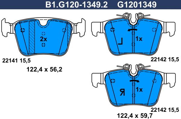 Galfer B1.G120-1349.2 - Гальмівні колодки, дискові гальма autozip.com.ua