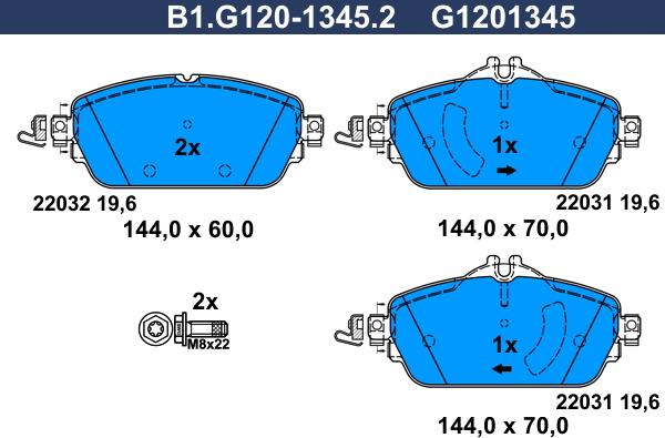 Galfer B1.G120-1345.2 - Гальмівні колодки, дискові гальма autozip.com.ua