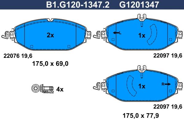 Galfer B1.G120-1347.2 - Гальмівні колодки, дискові гальма autozip.com.ua