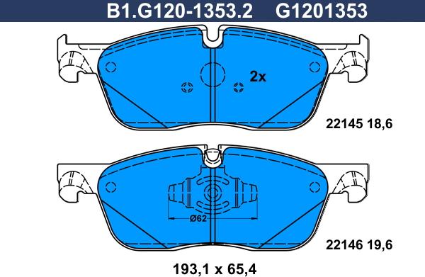 Galfer B1.G120-1353.2 - Гальмівні колодки, дискові гальма autozip.com.ua