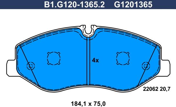 Galfer B1.G120-1365.2 - Гальмівні колодки, дискові гальма autozip.com.ua