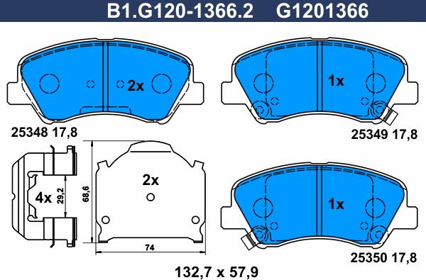 Galfer B1.G120-1366.2 - Гальмівні колодки, дискові гальма autozip.com.ua