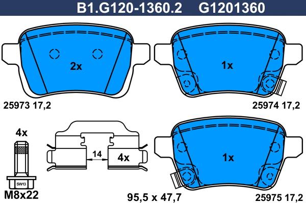 Galfer B1.G120-1360.2 - Гальмівні колодки, дискові гальма autozip.com.ua