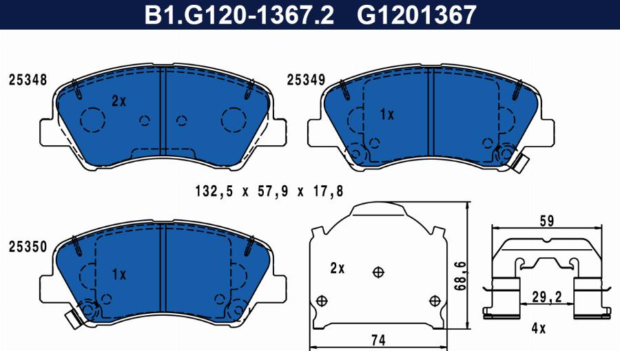 Galfer B1.G120-1367.2 - Гальмівні колодки, дискові гальма autozip.com.ua