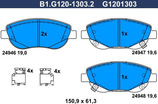 Galfer B1.G120-1303.2 - Гальмівні колодки, дискові гальма autozip.com.ua