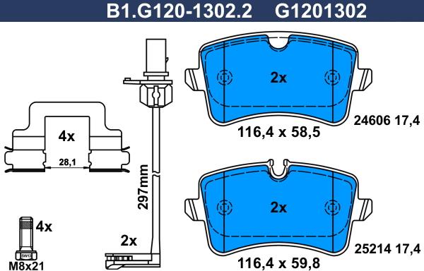 Galfer B1.G120-1302.2 - Гальмівні колодки, дискові гальма autozip.com.ua