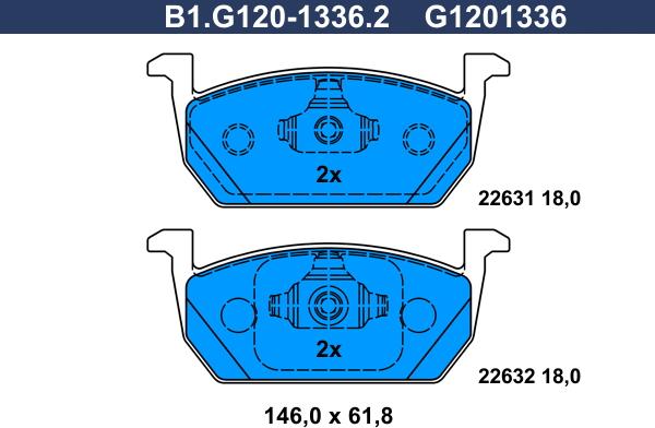 Galfer B1.G120-1336.2 - Гальмівні колодки, дискові гальма autozip.com.ua