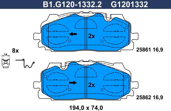 Galfer B1.G120-1332.2 - Гальмівні колодки, дискові гальма autozip.com.ua