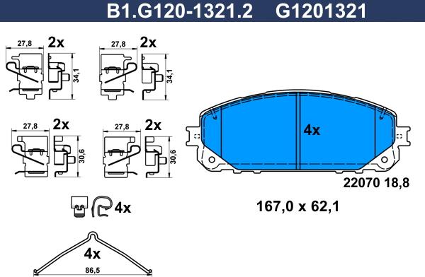 Galfer B1.G120-1321.2 - Гальмівні колодки, дискові гальма autozip.com.ua