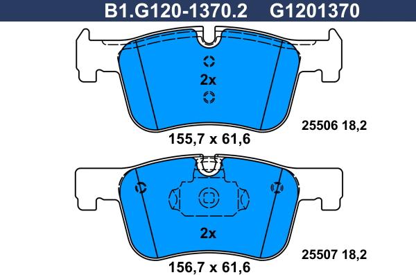 Galfer B1.G120-1370.2 - Гальмівні колодки, дискові гальма autozip.com.ua
