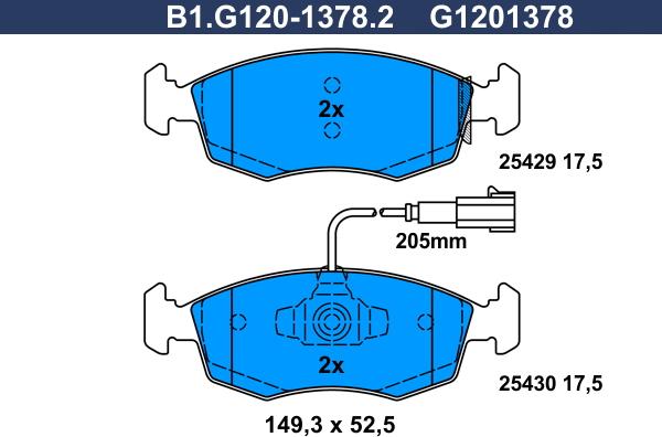 Galfer B1.G120-1378.2 - Гальмівні колодки, дискові гальма autozip.com.ua