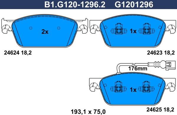 Galfer B1.G120-1296.2 - Гальмівні колодки, дискові гальма autozip.com.ua