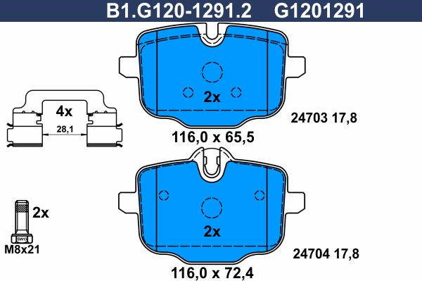 Galfer B1.G120-1291.2 - Гальмівні колодки, дискові гальма autozip.com.ua