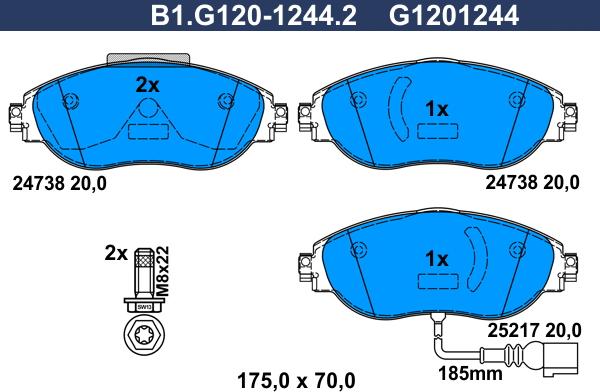 Galfer B1.G120-1244.2 - Гальмівні колодки, дискові гальма autozip.com.ua