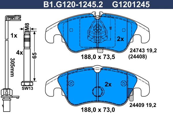 Galfer B1.G120-1245.2 - Гальмівні колодки, дискові гальма autozip.com.ua