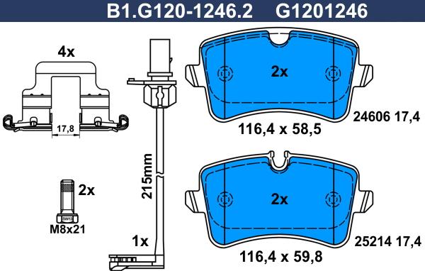 Galfer B1.G120-1246.2 - Гальмівні колодки, дискові гальма autozip.com.ua