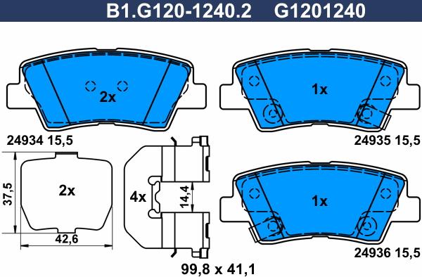 Galfer B1.G120-1240.2 - Гальмівні колодки, дискові гальма autozip.com.ua