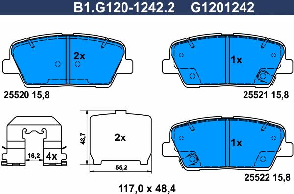 Galfer B1.G120-1242.2 - Гальмівні колодки, дискові гальма autozip.com.ua