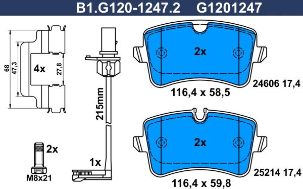Galfer B1.G120-1247.2 - Гальмівні колодки, дискові гальма autozip.com.ua