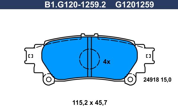 Galfer B1.G120-1259.2 - Гальмівні колодки, дискові гальма autozip.com.ua