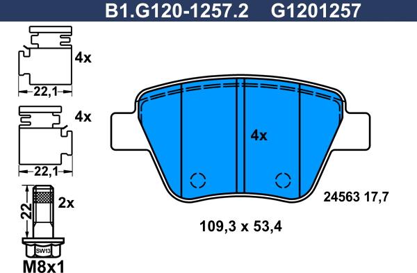 Galfer B1.G120-1257.2 - Гальмівні колодки, дискові гальма autozip.com.ua