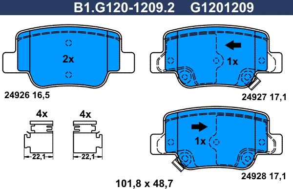 Galfer B1.G120-1209.2 - Гальмівні колодки, дискові гальма autozip.com.ua