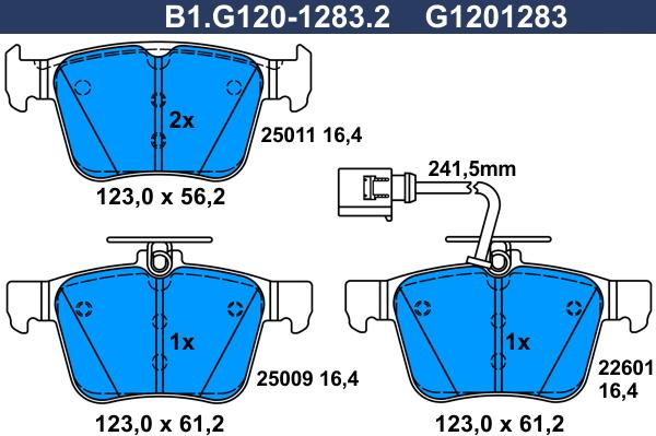Galfer B1.G120-1283.2 - Гальмівні колодки, дискові гальма autozip.com.ua