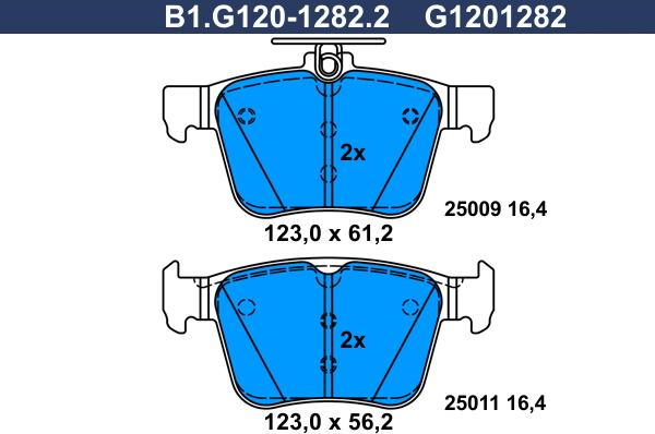 Galfer B1.G120-1282.2 - Гальмівні колодки, дискові гальма autozip.com.ua