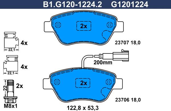 Galfer B1.G120-1224.2 - Гальмівні колодки, дискові гальма autozip.com.ua