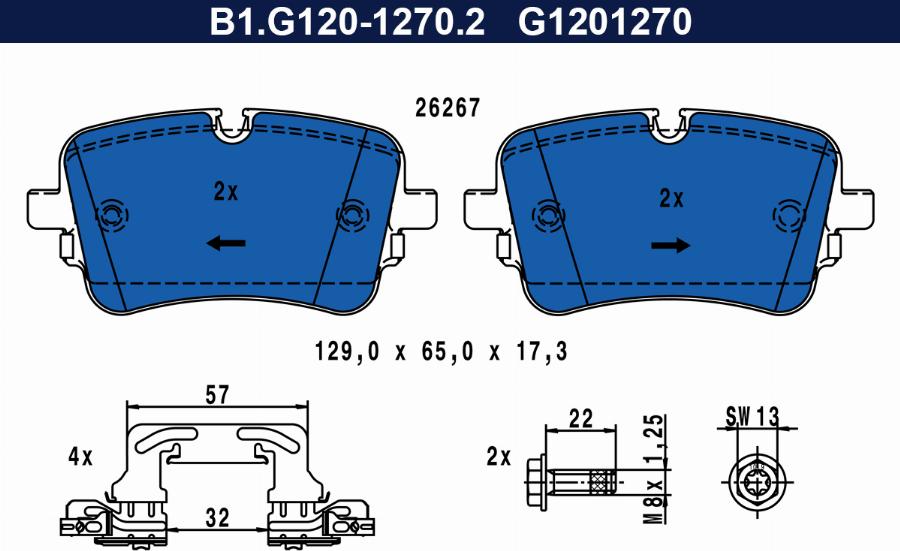 Galfer B1.G120-1270.2 - Гальмівні колодки, дискові гальма autozip.com.ua