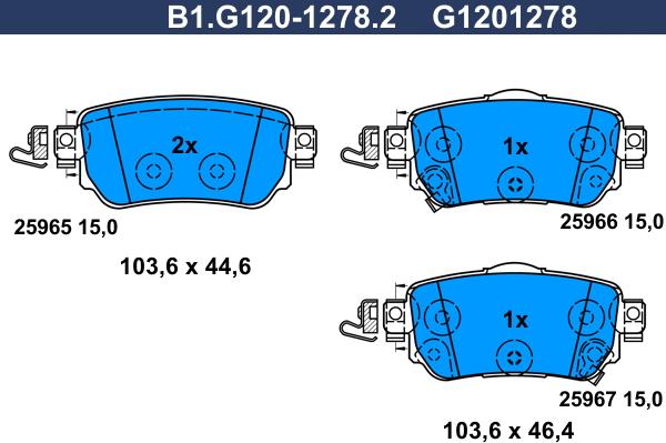 Galfer B1.G120-1278.2 - Гальмівні колодки, дискові гальма autozip.com.ua