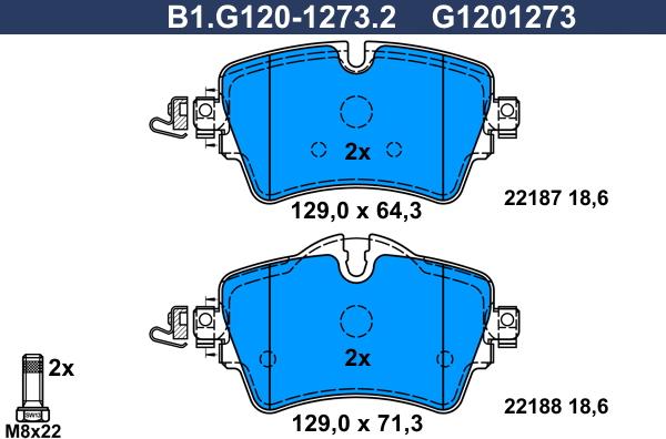 Galfer B1.G120-1273.2 - Гальмівні колодки, дискові гальма autozip.com.ua