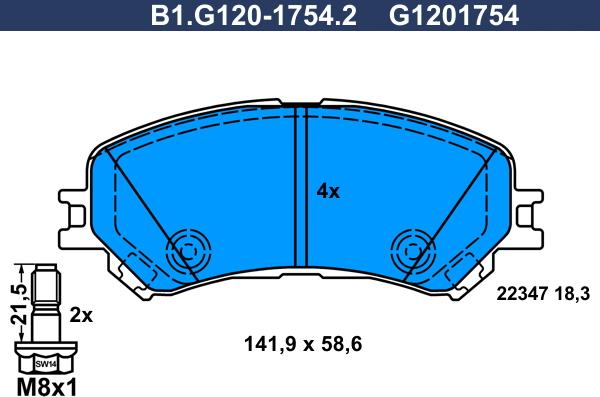 Galfer B1.G120-1754.2 - Гальмівні колодки, дискові гальма autozip.com.ua