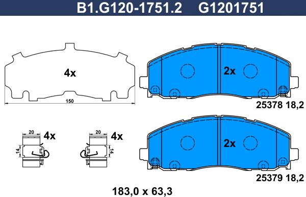 Galfer B1.G120-1751.2 - Гальмівні колодки, дискові гальма autozip.com.ua