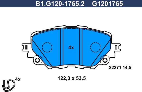 Galfer B1.G120-1765.2 - Гальмівні колодки, дискові гальма autozip.com.ua