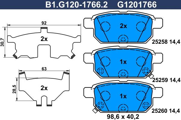 Galfer B1.G120-1766.2 - Гальмівні колодки, дискові гальма autozip.com.ua