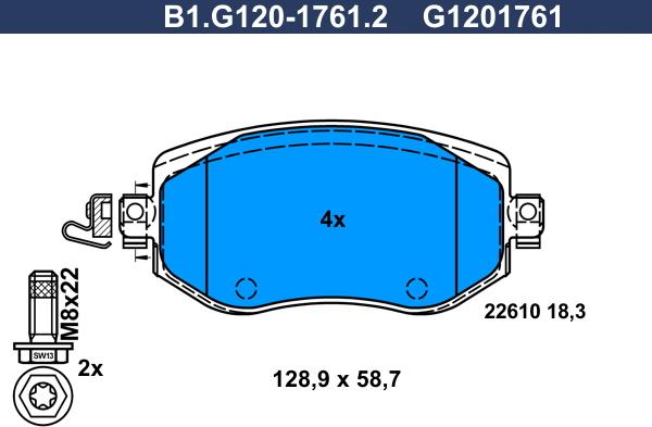 Galfer B1.G120-1761.2 - Гальмівні колодки, дискові гальма autozip.com.ua