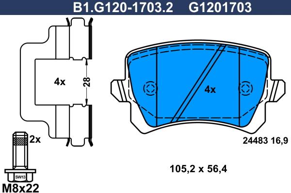 Galfer B1.G120-1703.2 - Гальмівні колодки, дискові гальма autozip.com.ua