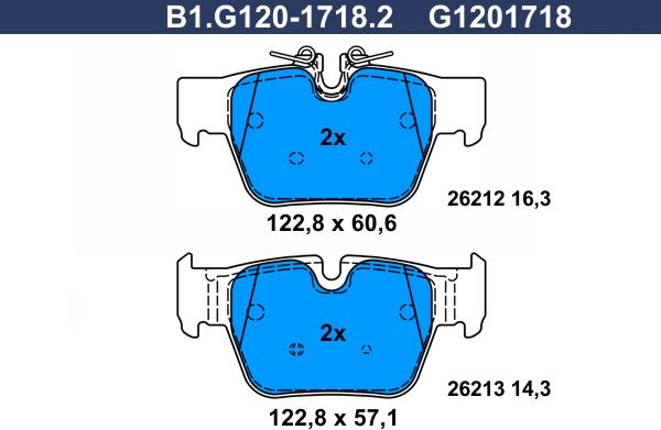 Galfer B1.G120-1718.2 - Гальмівні колодки, дискові гальма autozip.com.ua